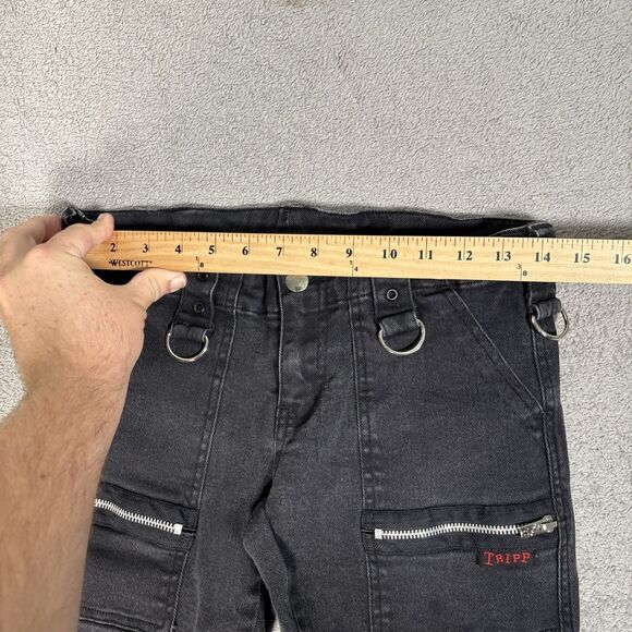 Tripp NYC Jeans Women’s Size 28x29 Black Skinny Low Rise Zip Punk Emo Goth - Picture 6 of 15